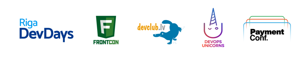 Logos of all DevClub.lv events